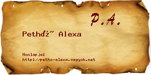 Pethő Alexa névjegykártya
